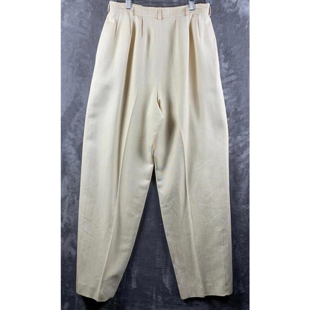 VTG 1970s Saint Laurent Rive Gauche Cream Linen Wide Trousers (717) - Picture 2 of 10